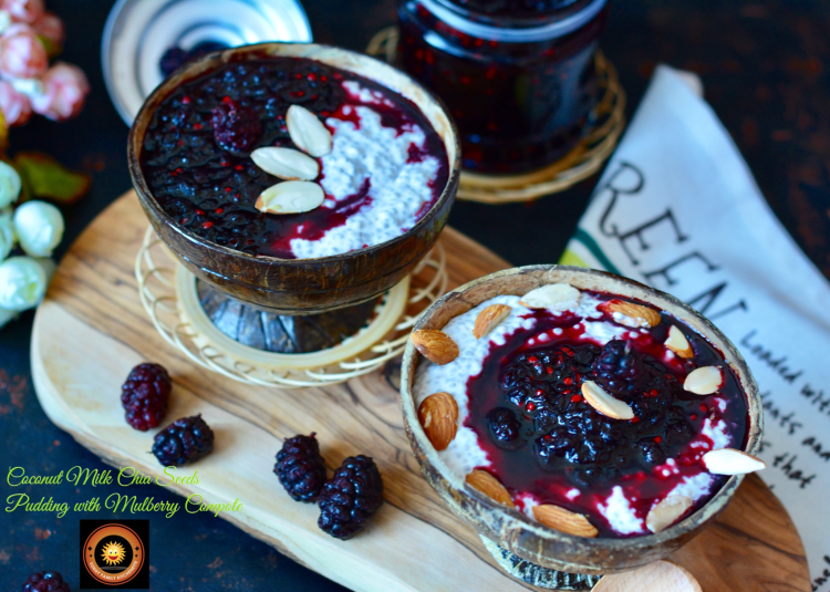 Coconut Milk Chia Seeds Pudding with Mulberry Compote 