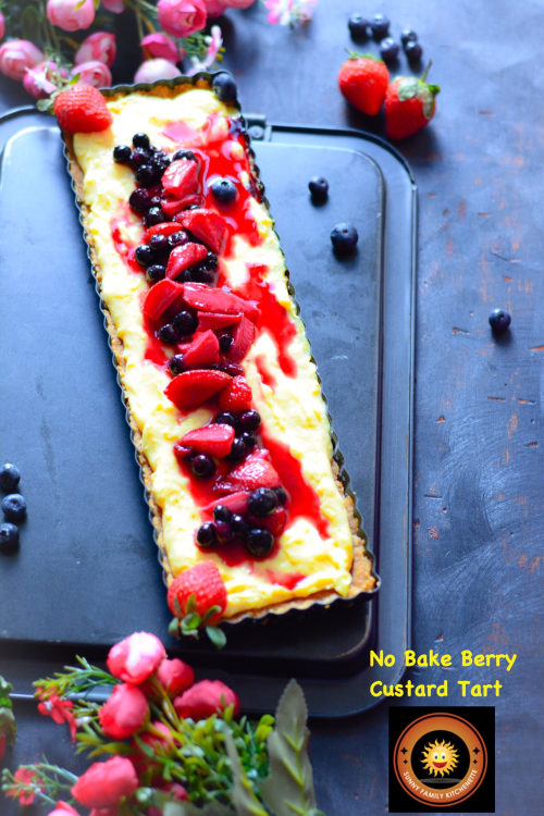 No Bake Berry Custard Tart 