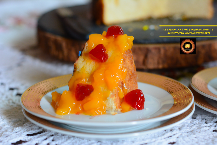 Ice Cream Cake with Mango Compote 