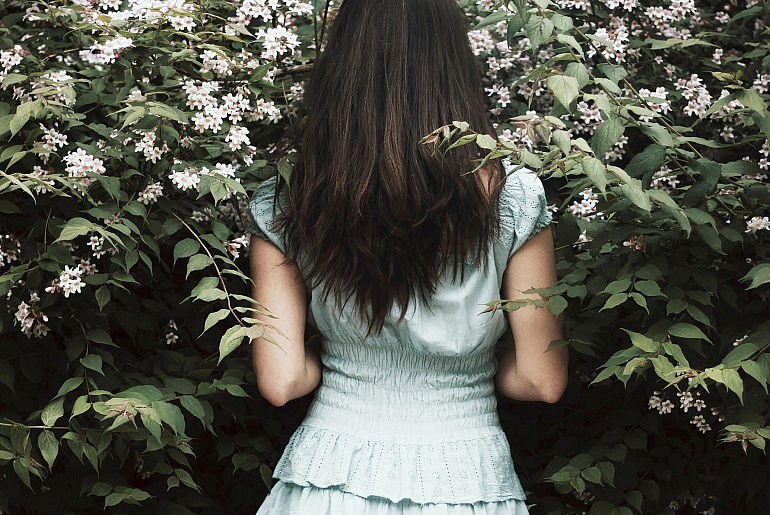 White dress girl in nature